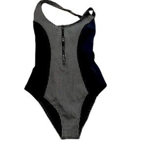Victorias secret black zip front halter one piece swimsuit size small